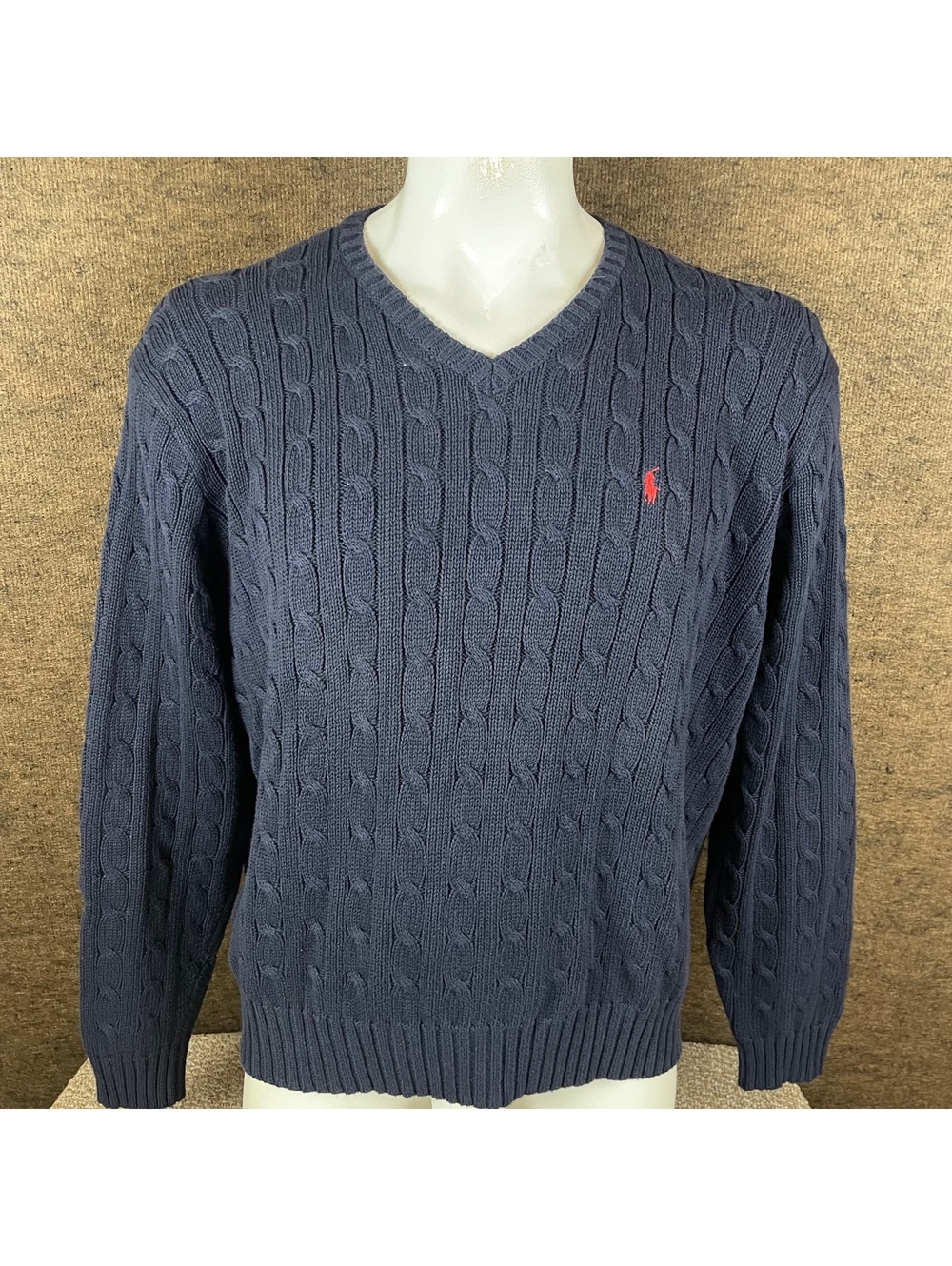 Vtg Polo Ralph Lauren Sweater XL Fits 2XL Cable Knit Cotton Fisherman 90s 248